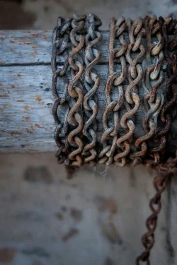 Détail de chaîne de puits ancien aux Herbiers sous un ciel d'hiver Les Herbiers, 23 janvier 2026