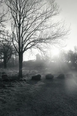 Lumière dorée perçant les nuages aux Justices en décembre